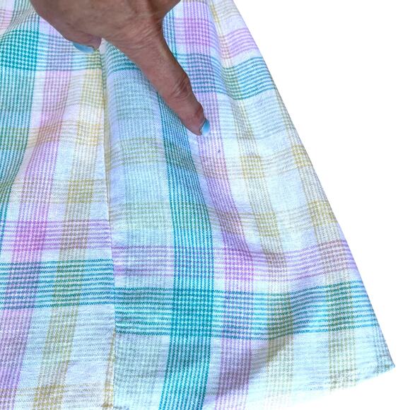 NEW Babydoll Linen Dress Large Pastel Plaid Smock Coquette Prairie Cottage READ - Picture 6 of 16